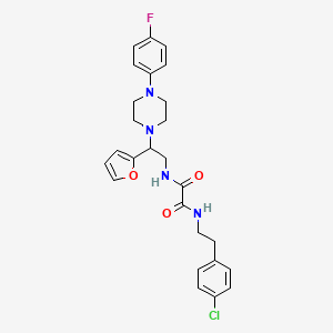 molecular formula C26H28ClFN4O3 B2449925 N1-(4-氯苯乙基)-N2-(2-(4-(4-氟苯基)哌嗪-1-基)-2-(呋喃-2-基)乙基)草酰胺 CAS No. 877632-23-0