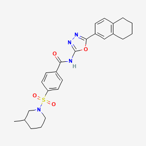 4-((3-methylpiperidin-1-yl)sulfonyl)-N-(5-(5,6,7,8-tetrahydronaphthalen-2-yl)-1,3,4-oxadiazol-2-yl)benzamide
