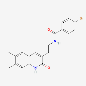 B2449962 4-bromo-N-[2-(6,7-dimethyl-2-oxo-1H-quinolin-3-yl)ethyl]benzamide CAS No. 851402-86-3