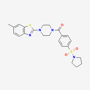 molecular formula C23H26N4O3S2 B2449963 (4-(6-甲基苯并[d]噻唑-2-基)哌嗪-1-基)(4-(吡咯烷-1-基磺酰基)苯基)甲苯酮 CAS No. 897466-33-0