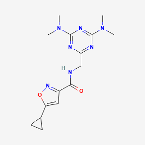 molecular formula C15H21N7O2 B2449964 N-((4,6-双(二甲氨基)-1,3,5-三嗪-2-基)甲基)-5-环丙基异恶唑-3-甲酰胺 CAS No. 2034272-77-8