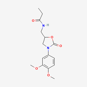 molecular formula C15H20N2O5 B2449965 N-((3-(3,4-二甲氧基苯基)-2-氧代恶唑烷-5-基)甲基)丙酰胺 CAS No. 954629-67-5