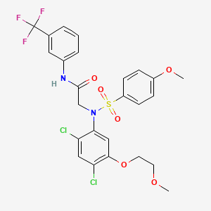 B2449971 2-{2,4-dichloro-5-(2-methoxyethoxy)[(4-methoxyphenyl)sulfonyl]anilino}-N-[3-(trifluoromethyl)phenyl]acetamide CAS No. 338967-84-3