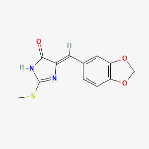 molecular formula C12H10N2O3S B2449976 4-[(Z)-1,3-苯二氧杂环-5-基亚甲基]-2-(甲硫基)-1H-咪唑-5-酮 CAS No. 1112978-28-5