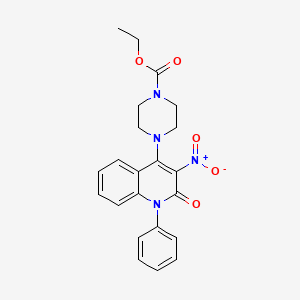 molecular formula C22H22N4O5 B2449977 4-(3-硝基-2-氧代-1-苯基-1,2-二氢喹啉-4-基)哌嗪-1-甲酸乙酯 CAS No. 886159-32-6