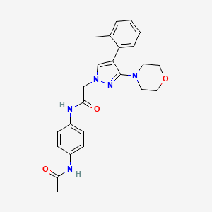 molecular formula C24H27N5O3 B2449981 N-(4-乙酰氨基苯基)-2-(3-吗啉-4-(邻甲苯基)-1H-吡唑-1-基)乙酰胺 CAS No. 1286699-70-4