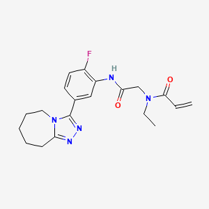 molecular formula C20H24FN5O2 B2450001 N-Ethyl-N-[2-[2-fluoro-5-(6,7,8,9-tetrahydro-5H-[1,2,4]triazolo[4,3-a]azepin-3-yl)anilino]-2-oxoethyl]prop-2-enamide CAS No. 2361792-64-3