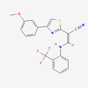 molecular formula C20H14F3N3OS B2450011 (Z)-2-(4-(3-methoxyphenyl)thiazol-2-yl)-3-((2-(trifluoromethyl)phenyl)amino)acrylonitrile CAS No. 1321952-87-7