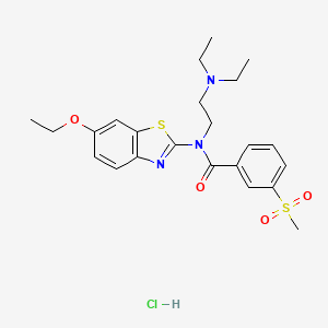 molecular formula C23H30ClN3O4S2 B2450013 盐酸N-(2-(二乙氨基)乙基)-N-(6-乙氧基苯并[d]噻唑-2-基)-3-(甲基磺酰基)苯甲酰胺 CAS No. 1216483-11-2