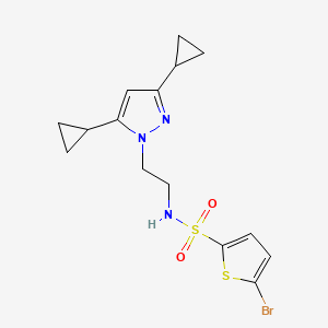 molecular formula C15H18BrN3O2S2 B2450020 5-bromo-N-(2-(3,5-dicyclopropyl-1H-pyrazol-1-yl)ethyl)thiophene-2-sulfonamide CAS No. 1797616-97-7