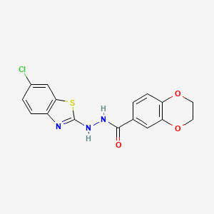 molecular formula C16H12ClN3O3S B2450028 N'-(6-chloro-1,3-benzothiazol-2-yl)-2,3-dihydro-1,4-benzodioxine-6-carbohydrazide CAS No. 851980-28-4