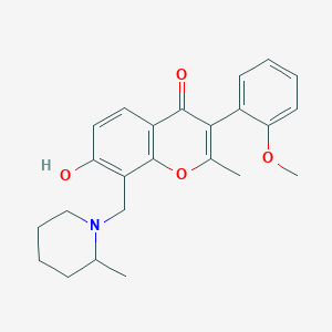 molecular formula C24H27NO4 B2450029 7-hydroxy-3-(2-methoxyphenyl)-2-methyl-8-((2-methylpiperidin-1-yl)methyl)-4H-chromen-4-one CAS No. 610759-73-4