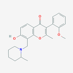 molecular formula C24H27NO4 B2450029 7-hydroxy-3-(2-methoxyphenyl)-2-methyl-8-[(2-methylpiperidin-1-yl)methyl]-4H-chromen-4-one CAS No. 610759-73-4