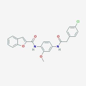molecular formula C24H19ClN2O4 B245005 N-(4-{[(4-chlorophenyl)acetyl]amino}-2-methoxyphenyl)-1-benzofuran-2-carboxamide 