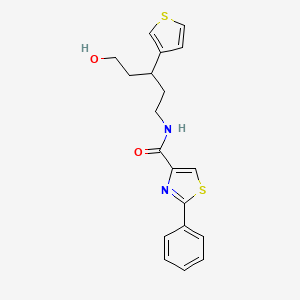 molecular formula C19H20N2O2S2 B2450064 N-(5-hydroxy-3-(thiophen-3-yl)pentyl)-2-phenylthiazole-4-carboxamide CAS No. 2034312-36-0
