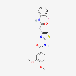 molecular formula C20H18FN3O4S B2450084 N-(4-(2-((2-fluorophenyl)amino)-2-oxoethyl)thiazol-2-yl)-3,4-dimethoxybenzamide CAS No. 921587-17-9