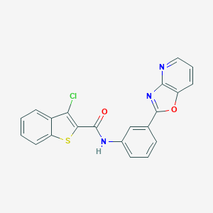 molecular formula C21H12ClN3O2S B245010 3-chloro-N-[3-([1,3]oxazolo[4,5-b]pyridin-2-yl)phenyl]-1-benzothiophene-2-carboxamide 