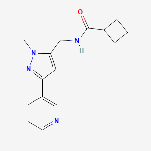 N-((1-methyl-3-(pyridin-3-yl)-1H-pyrazol-5-yl)methyl)cyclobutanecarboxamide