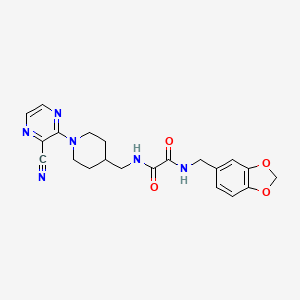 molecular formula C21H22N6O4 B2450114 N1-(benzo[d][1,3]dioxol-5-ylmethyl)-N2-((1-(3-cyanopyrazin-2-yl)piperidin-4-yl)methyl)oxalamide CAS No. 1797726-61-4