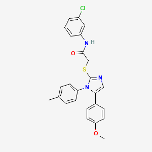 molecular formula C25H22ClN3O2S B2450115 N-(3-chlorophenyl)-2-((5-(4-methoxyphenyl)-1-(p-tolyl)-1H-imidazol-2-yl)thio)acetamide CAS No. 1206990-01-3