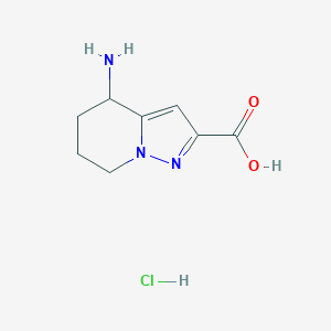 molecular formula C8H12ClN3O2 B2450121 4-Amino-4,5,6,7-tetrahydropyrazolo[1,5-a]pyridine-2-carboxylic acid hydrochloride CAS No. 2137791-52-5
