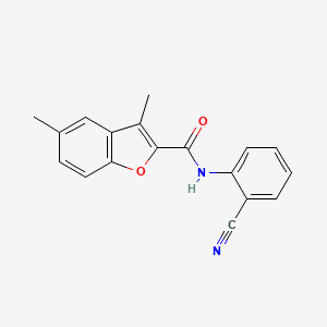 molecular formula C18H14N2O2 B2450128 N-(2-氰基苯基)-3,5-二甲基-1-苯并呋喃-2-甲酰胺 CAS No. 878728-00-8