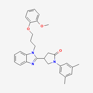 molecular formula C29H31N3O3 B2450137 1-(3,5-二甲苯基)-4-(1-(3-(2-甲氧基苯氧基)丙基)-1H-苯并[d]咪唑-2-基)吡咯烷-2-酮 CAS No. 847397-18-6