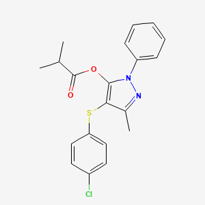 molecular formula C20H19ClN2O2S B2450141 4-((4-chlorophenyl)thio)-3-methyl-1-phenyl-1H-pyrazol-5-yl isobutyrate CAS No. 851126-53-9