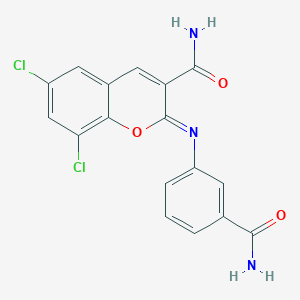 molecular formula C17H11Cl2N3O3 B2450150 2-(3-Carbamoylphenyl)imino-6,8-dichlorochromene-3-carboxamide CAS No. 313668-68-7