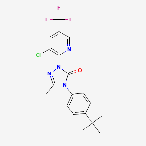 molecular formula C19H18ClF3N4O B2450154 4-[4-(tert-butyl)phenyl]-2-[3-chloro-5-(trifluoromethyl)-2-pyridinyl]-5-methyl-2,4-dihydro-3H-1,2,4-triazol-3-one CAS No. 860612-54-0