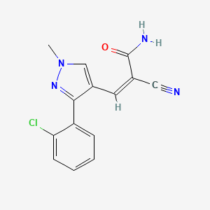 molecular formula C14H11ClN4O B2450155 (Z)-3-[3-(2-Chlorophenyl)-1-methylpyrazol-4-yl]-2-cyanoprop-2-enamide CAS No. 1465715-01-8
