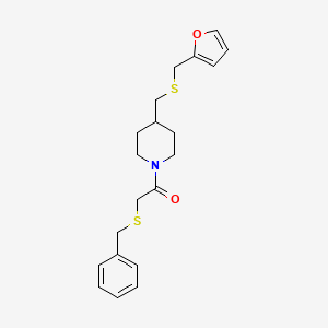 molecular formula C20H25NO2S2 B2450165 2-(Benzylthio)-1-(4-(((furan-2-ylmethyl)thio)methyl)piperidin-1-yl)ethanone CAS No. 1396860-66-4