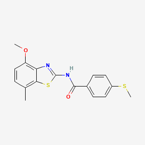 molecular formula C17H16N2O2S2 B2450167 N-(4-methoxy-7-methylbenzo[d]thiazol-2-yl)-4-(methylthio)benzamide CAS No. 896359-76-5