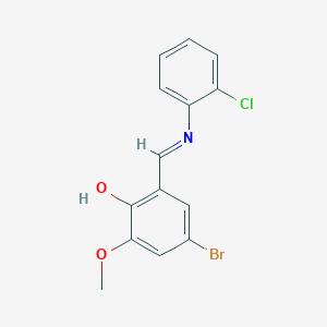 molecular formula C14H11BrClNO2 B2450169 4-Bromo-2-{[(2-chlorophenyl)imino]methyl}-6-methoxybenzenol CAS No. 338750-56-4