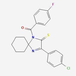 molecular formula C21H18ClFN2OS B2450170 3-(4-Chlorophenyl)-1-(4-fluorobenzoyl)-1,4-diazaspiro[4.5]dec-3-ene-2-thione CAS No. 1223959-81-6