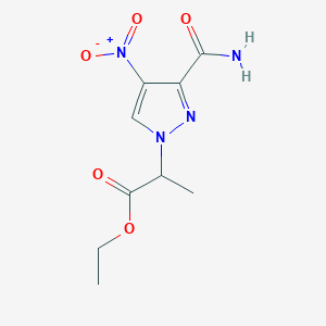 molecular formula C9H12N4O5 B2450173 Ethyl 2-[3-(aminocarbonyl)-4-nitro-1H-pyrazol-1-yl]propanoate CAS No. 1856063-17-6