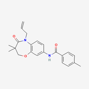 molecular formula C22H24N2O3 B2450174 N-(5-allyl-3,3-dimethyl-4-oxo-2,3,4,5-tetrahydrobenzo[b][1,4]oxazepin-8-yl)-4-methylbenzamide CAS No. 921565-66-4