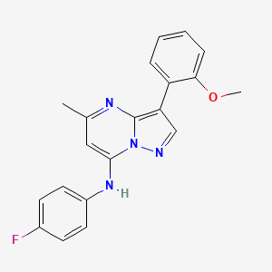 molecular formula C20H17FN4O B2450176 N-(4-fluorophenyl)-3-(2-methoxyphenyl)-5-methylpyrazolo[1,5-a]pyrimidin-7-amine CAS No. 890621-83-7