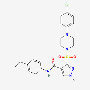 molecular formula C23H26ClN5O3S B2450180 2-[6-(4-ethylphenyl)-2-(methylthio)-5,7-dioxo-6,7-dihydro[1,3]thiazolo[4,5-d]pyrimidin-4(5H)-yl]-N-(2-methoxyphenyl)acetamide CAS No. 1251591-91-9