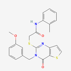 molecular formula C23H21N3O3S2 B2450187 2-{[3-(3-methoxybenzyl)-4-oxo-3,4-dihydrothieno[3,2-d]pyrimidin-2-yl]sulfanyl}-N-(2-methylphenyl)acetamide CAS No. 1252912-52-9