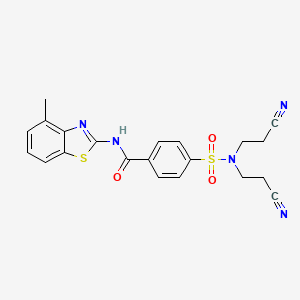 molecular formula C21H19N5O3S2 B2450188 4-[bis(2-cyanoethyl)sulfamoyl]-N-(4-methyl-1,3-benzothiazol-2-yl)benzamide CAS No. 313405-01-5