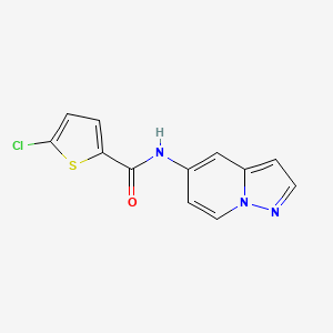 molecular formula C12H8ClN3OS B2450189 5-chloro-N-(pyrazolo[1,5-a]pyridin-5-yl)thiophene-2-carboxamide CAS No. 2034258-11-0