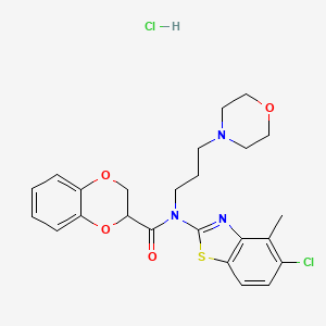 molecular formula C24H27Cl2N3O4S B2450191 N-(5-chloro-4-methylbenzo[d]thiazol-2-yl)-N-(3-morpholinopropyl)-2,3-dihydrobenzo[b][1,4]dioxine-2-carboxamide hydrochloride CAS No. 1217004-99-3