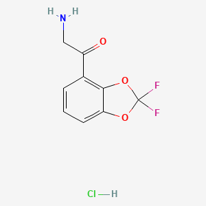 molecular formula C9H8ClF2NO3 B2450195 2-Amino-1-(2,2-difluoro-1,3-dioxaindan-4-yl)ethan-1-one hydrochloride CAS No. 2089256-05-1