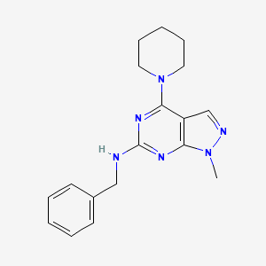 molecular formula C18H22N6 B2450198 N-benzyl-1-methyl-4-(piperidin-1-yl)-1H-pyrazolo[3,4-d]pyrimidin-6-amine CAS No. 897619-44-2