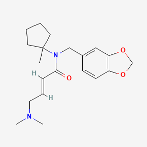 molecular formula C20H28N2O3 B2450200 (E)-N-(1,3-Benzodioxol-5-ylmethyl)-4-(dimethylamino)-N-(1-methylcyclopentyl)but-2-enamide CAS No. 2411322-50-2
