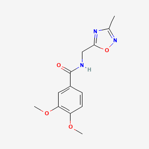 molecular formula C13H15N3O4 B2450205 3,4-dimethoxy-N-((3-methyl-1,2,4-oxadiazol-5-yl)methyl)benzamide CAS No. 1207003-56-2