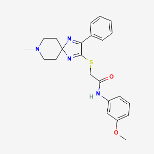 molecular formula C23H26N4O2S B2450212 N-(3-methoxyphenyl)-2-((8-methyl-3-phenyl-1,4,8-triazaspiro[4.5]deca-1,3-dien-2-yl)thio)acetamide CAS No. 1216838-50-4