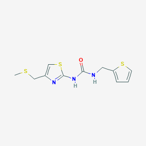 molecular formula C11H13N3OS3 B2450213 1-(4-((甲硫基)甲基)噻唑-2-基)-3-(噻吩-2-基甲基)脲 CAS No. 1207039-82-4