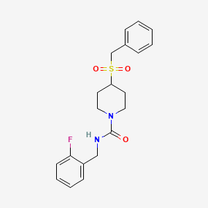 molecular formula C20H23FN2O3S B2450219 4-(benzylsulfonyl)-N-(2-fluorobenzyl)piperidine-1-carboxamide CAS No. 2034608-89-2